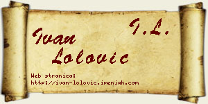Ivan Lolović vizit kartica